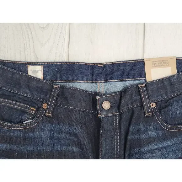 Lands End Men's Canvas Jeans Size 34x32 Slim Leg Stretch Dark Denim Blue - Picture 5 of 11